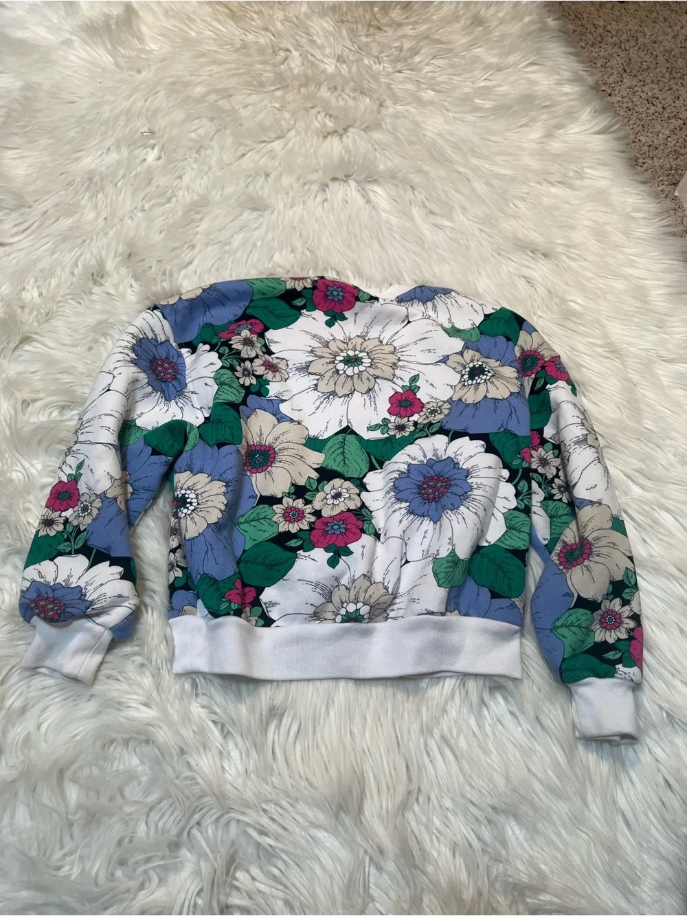Gap Kids Sweatshirt Fashion Crewneck New Off White Floral M 8